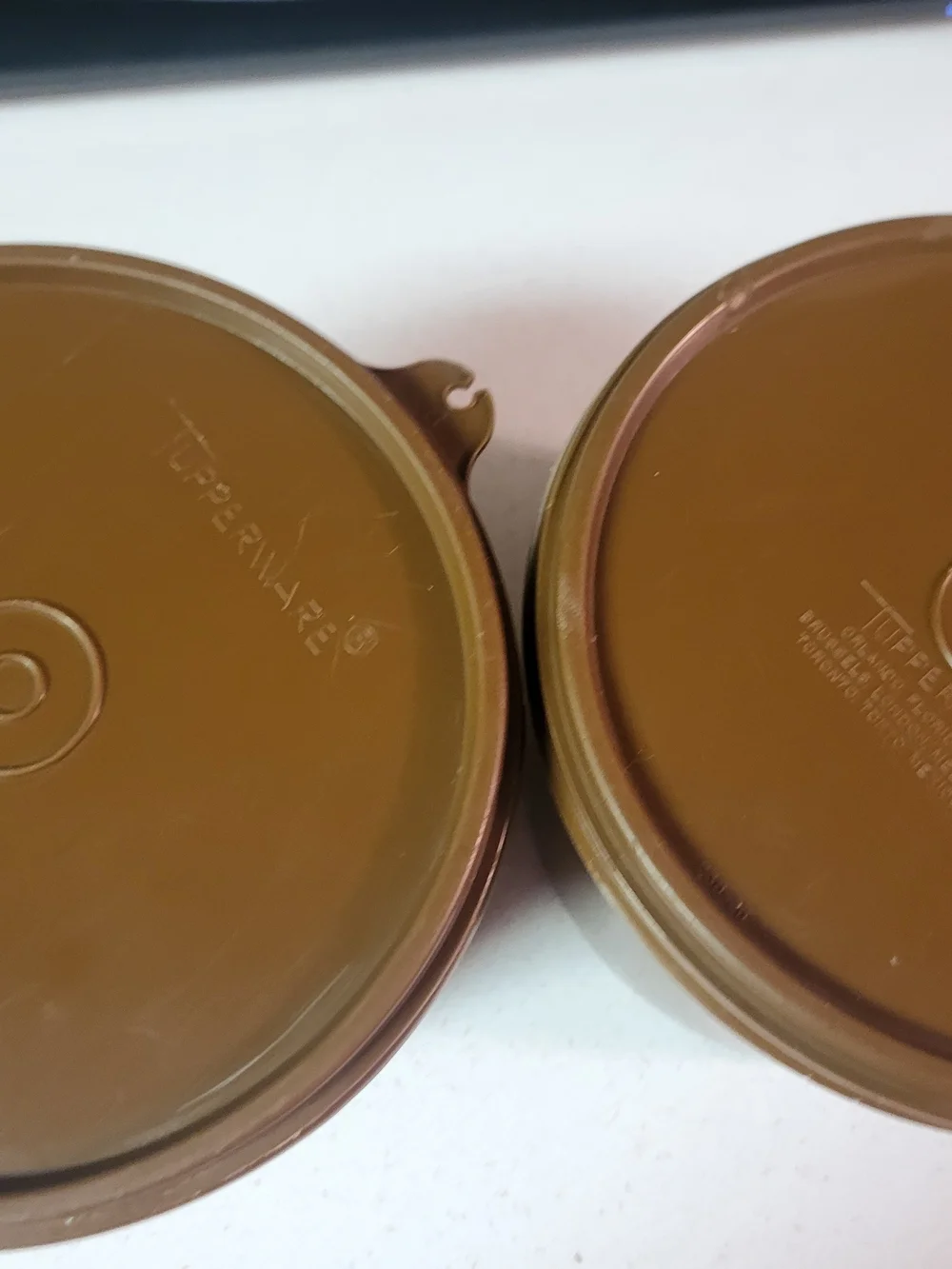 Vintage Tupperware Brown Coffee & Tea Container Set with Brown Lids